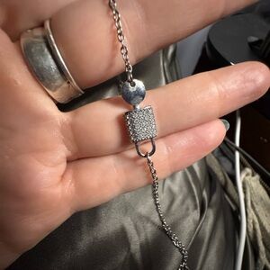Elegant Silver Chain Key in Lock necklace